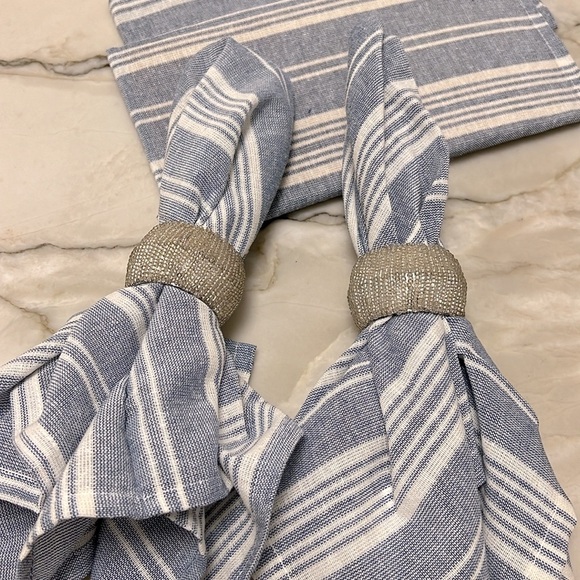 Set of 4 Cloth Napkins, Chambray Stripe, Linen Look. NWT - Picture 5 of 5